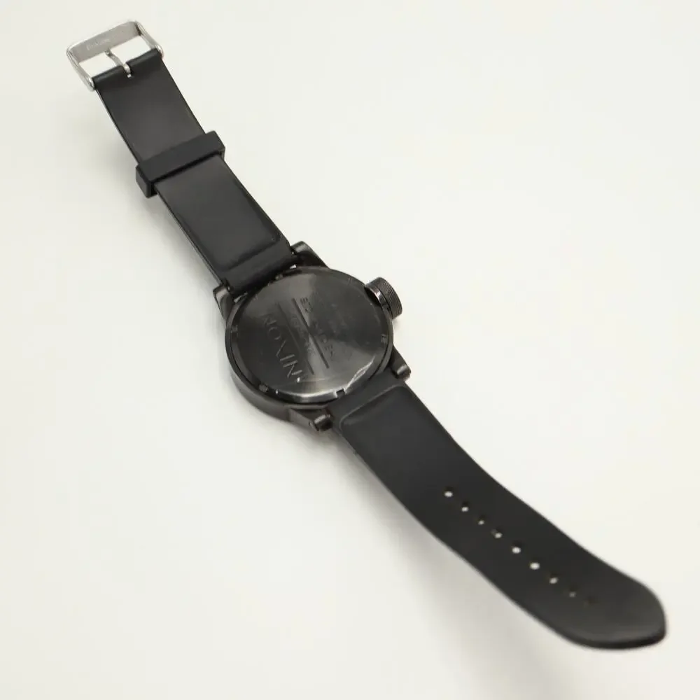 Nixon The Magnified Black White 48mm Swiss Lefty Watch UPSIDEDOWN DATE Working